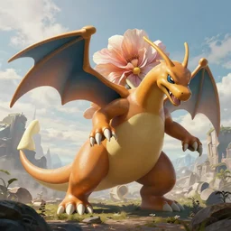 highly detailed portrait photo of a huge mumakil - venusaur sethrak with a big flower on its back, scenic dystopian environment, hyperrealistic illustration by william didier - pouget