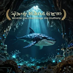 Underwater luminescent cave with swimming Leviathan floating diver, eerie, lovecraftian, moody, concept art, cinematic