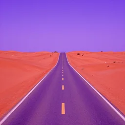 purple road on a red sand beach