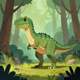 an illustration of a post - dinosaur 7 n in the woods, trending on artstation, central composition, very cartoon, shape focus, high detailed, by anton fadeev 0 w