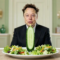 elon musk made out of cucumbers and salad