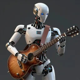 robot playing a guitar, very beautiful, intricate, medium shot, cinematic lighting, sci - fi, bhighly detailed, digital art, octane render, unreal engine, 4 k,