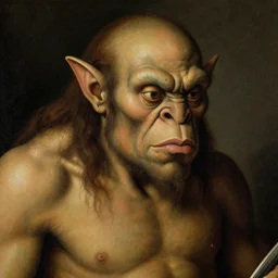 close up view of one ogre, painting by hieronymus bosch