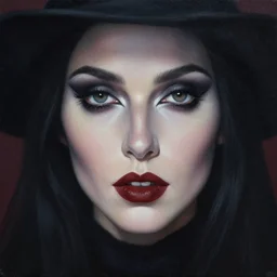 hyper realistic, portrait, close - up, make up, dark witch, painting by ansell, mary jane, smooth, sharp focus