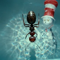 the upside down ant, water caustics, film still from the movie directed by denis villeneuve and david cronenberg with art direction by h. r. giger and dr. seuss