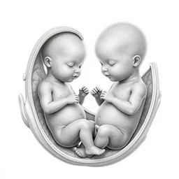 symmetry! human fetus, intricate, elegant, highly detailed, concept art, smooth, sharp focus, lineart, illustration, occlusion, penned with black on white, 8 k