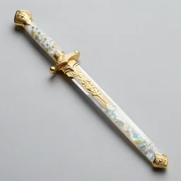 long dagger with gold inlay and a mother of pearl handle curvy unreal engine 8 k