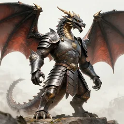 a giant armour wearing dragon