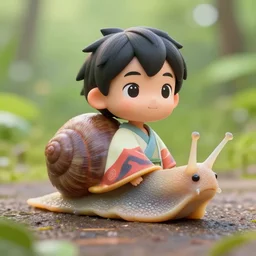 a snail dressed up like a little Japanese boy, 8k Hyperreal, octane render