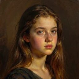 attractive young girl portrait, atmospheric lighting, painted, intricate, volumetric lighting, beautiful, rich deep colors masterpiece, golden hour, sharp focus, ultra detailed, by Leesha Hannigan, Ross Tran, Thierry Doizon, Kai Carpenter, Ignacio Fernández Ríos