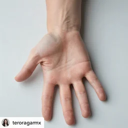 an instagram photo of one ultra detailed woman's palm with 5 fingers lying on the table, instagram photo, studio photo