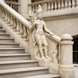 a stone carving of a god descending royal stairs