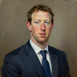an oil painting of mark zuckerberg in a suit