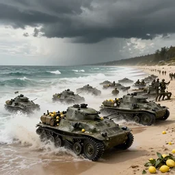 lemon army storming the beaches, dday, artstation