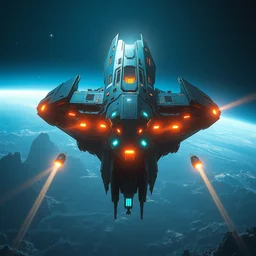 alien mothership, everspace, beautiful, scifi, 4 k, ultra realistic, highlights, star citizen, cinematic lighting, protoss, highly detailed, homeworld, artstation, masterpiece, art by dominik mayer and arnaud kleindienst and karl gryc
