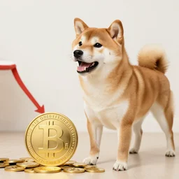 a shiba inu reacting to the dogecoin crash