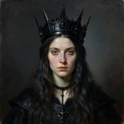 The portrait of Lady in black wax crown by ARON WIESENFELD, dark fantasy, witcher, very detailed oil painting, masterpiece, 8k
