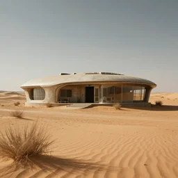 desolate futuristic house in the middle of the desert, dramatic, desolate, award winning, high detailed