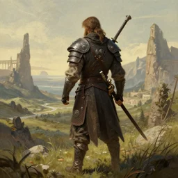 a warrior, editorial illustration, detailed, fine texture, concept art, deviantart, art station landscape greg rutkowski