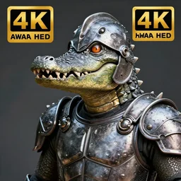 photo of a man with metal crocodile themed armour and helmet, highly detailed, 4 k, hdr, smooth, sharp focus, high resolution, award - winning photo