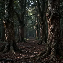 ancient forest, empty, dark theme, unfocused, hd