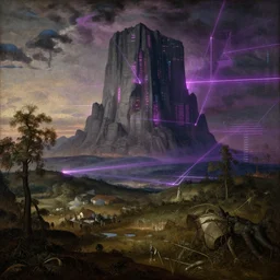 landscape by pieter bruegel the elder, apocalyptic bladerunner 2 0 4 9 synthwave laser, archdaily, wallpaper, highly detailed, trending on artstation.