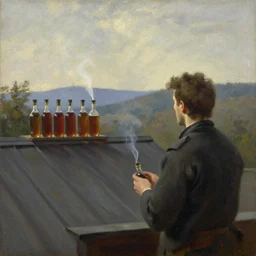 looking over west virginia, smoking spirits on the roof, original oil on canvas painting by sydney mount