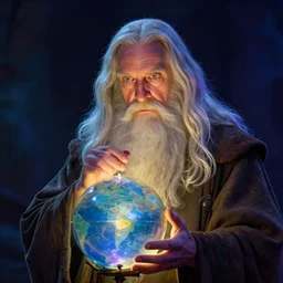 Gandalf pondering his orb by Magalie Villeneuve, Clear face, Colourful