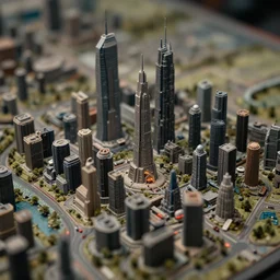 coruscant from star wars as a miniature city scape, tilt shift, intricate detail, realistic, 3 5 mm film photo, cinematographic