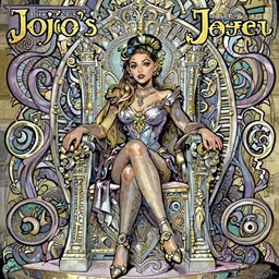 Ariana Grande, magic the gathering sorceress, sitting on a throne, Jojo's Bizarre Adventure Cover Art, manga, highly detailed, beauty, art by Tim Burton, intricate, elegant, J. C. Leyendecker