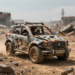 car made out of scrap parts in a apocalyptic wasteland, 3d render, Unreal Engine, octane render, ray tracing, Unity, highly detailed, high quality, HD, 4k, 8k, realistic, sharp, trending