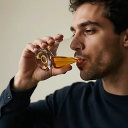 a picture of man drinking whisky from the glass