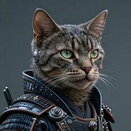 Renovatio portrait cat samurai cyberpunk, high detail, high modernization, ultra mega super hyper realistic