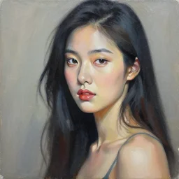 highly detailed palette knife oil painting of a woman in the style of David Choe