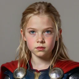 portrait of young girl as marvel thor. extreme fine detail background, highly detailed, detailed eyes, high quality, digital painting, hyperrealistic, by gaston bussiere, j. c. leyendecker, craig mullins
