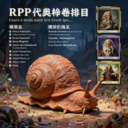 a clay snail humanoid! creature barbarian approaching, action pose, fantasy art painted by ernst haeckel, james jean and rene magritte ( rpg reference sheet ), style of magic the gathering, high contrast!, vibrant colors, matte