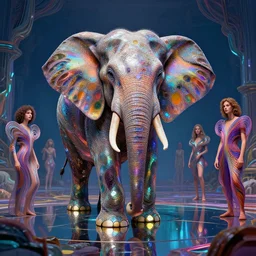 mirror elephant, implants, lsd - color, bad trip, surrealism, by leesha hannigan, wayne haag, reyna rochin, ignacio fernandez rios, mark ryden, iris van herpen, highly detailed, epic, octane render, excellent composition, 8 k, trending on artstation, cinematic lighting, masterpiece, behance contest winner, stunning, gorgeous, much wow