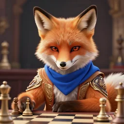 fox fursona chess prodigy wearing a blue ascot, intricate artwork by artgerm, greg rutkowski, and kilian eng, digital illustration, hyper detailed, super sharp, crisp, smooth, vibrant colors smooth gradients, depth of field, aperture f 1. 2