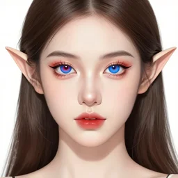 A detailed portrait of an elf woman with red and blue irises by Peter Kemp and Monia Merlo