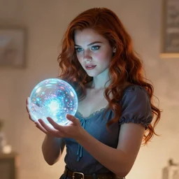 Digital art, Willow Rosenberg holds a magical glowing orb, trending on ArtStation