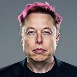 Portrait of Elon Musk with pink hair, digital art, HD, high quality, detailed