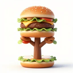 a tree made of burgers
