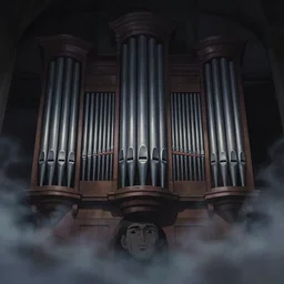 pipe organ made entirely of dark smoke, scenic full shot, ambient lighting, detailed face, by makoto shinkai, stanley artgerm lau, wlop, rossdraws, no people