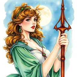 the sailor jupiter. beautiful, realistic painting by mucha and bilibin. watercolor, thick linings, manga