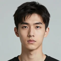 a color portrait of a supernaturally neutral and handsome young man,