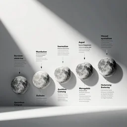 clean modern infographics, lunar cycles, factual information, legible text, bauhaus style
