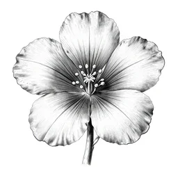 stella alpina flower, detailed botanical illustration, black and white