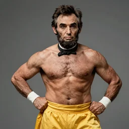 Photo of Abraham Lincoln as a Sumo Wrestler, realism, colorized, ray tracing, 8k