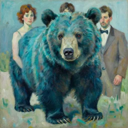 high quality high detail painting by lucian freud, jenny savile, ilya repin and john singer sargent, bear, turquoise, hd