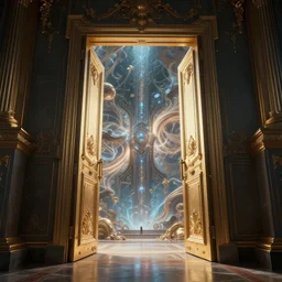 a door opening into another world dimension. digital art, intricate, highly detailed, dynamic lighting, hyperrealistic, symmetrical!! trending on artstation, award - winning art, art by artgerm and greg rutkowski, wlop, octane render, 4 k